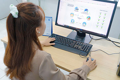 A girl checking ERP setup