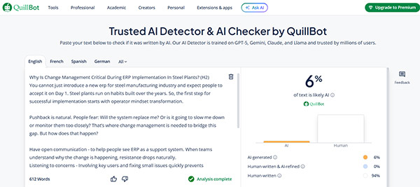 implement an ERP for steel industry