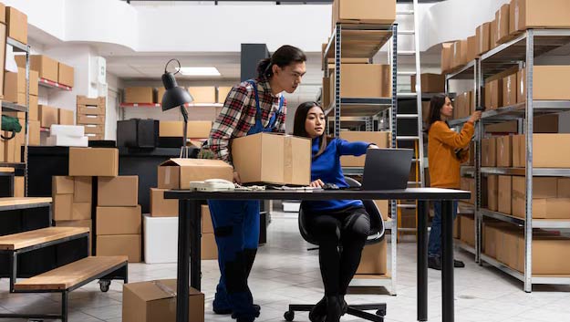 ERP system managing inventory and stock operations in warehouse