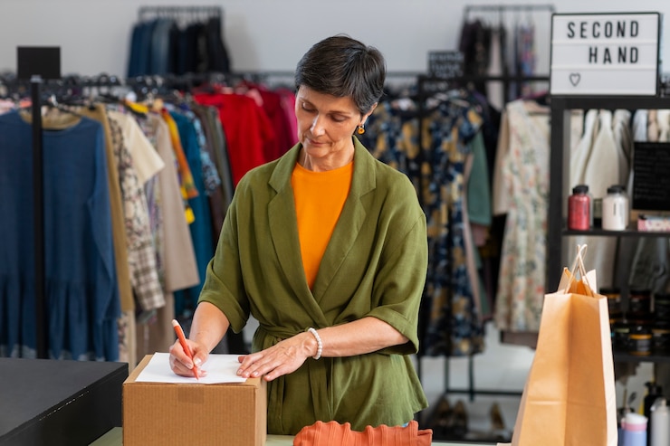 a clothing store counting physical inventory at the end of day post-sales