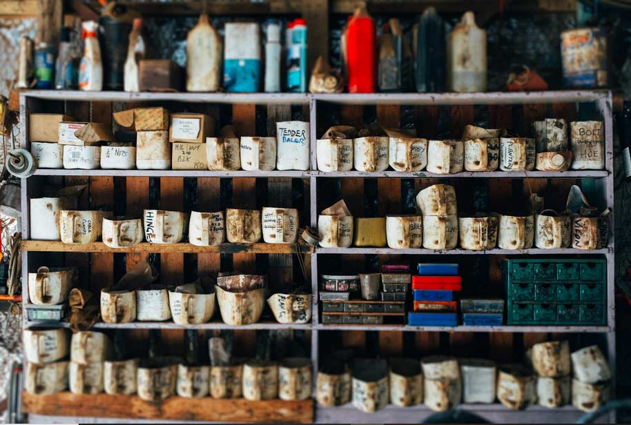 a shop storeroom with a pile of inventory lying unsold