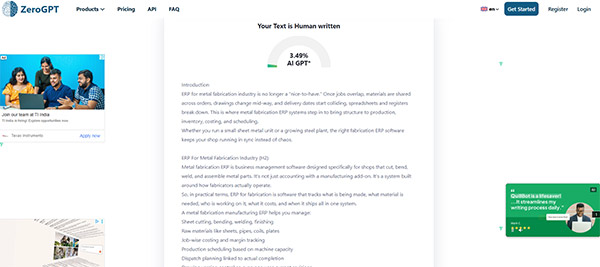 control. Fabrication ERP software