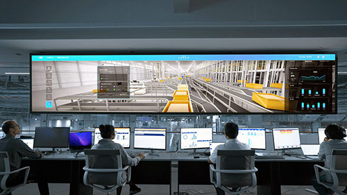 employees checking erp system