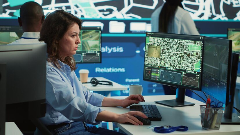 navigating routes via satellite radar on field staff management app